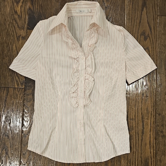 Vintage G2000 Cream Ruffled Short-Sleeve Blouse - Picture 1 of 5
